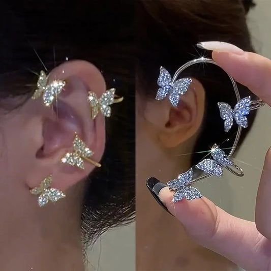 Silver Butterfly Ear Clips Without Piercing Jewelry Niconica Luxury