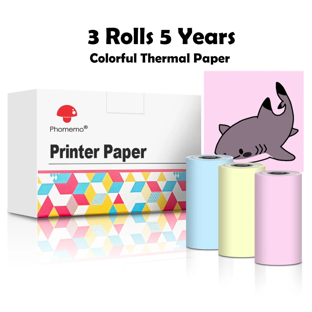 Portable Mini Thermal Printer - Niconica Color Paper 3 Rolls