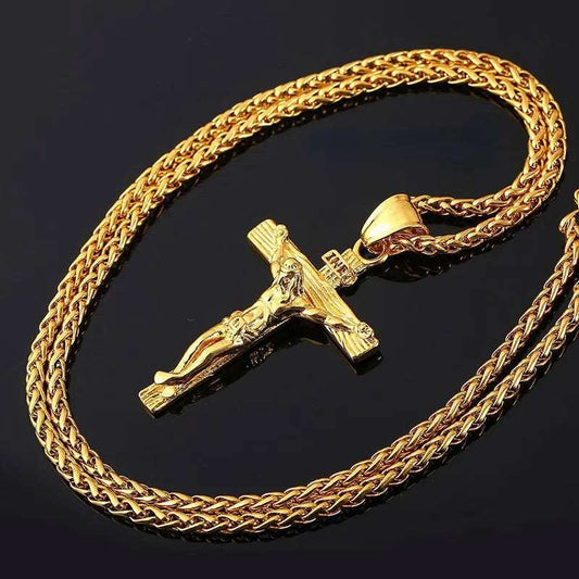 Jesus Cross Necklace Jewelry Niconica Gold Fashion Necklace for men