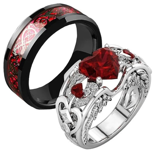 Red Heart Rose Flower ring Jewelry Niconica luxury rings Fashion ring